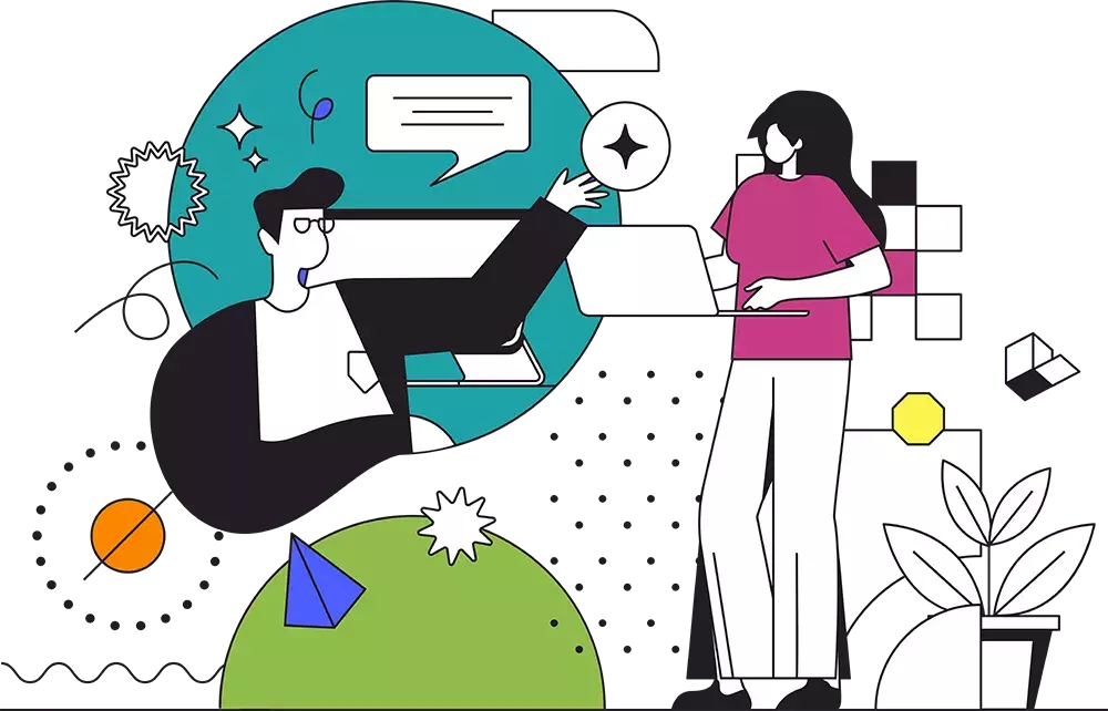 Abstract illustration of working in a virtual space