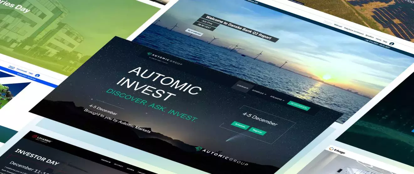 Montage of investor relations website homepage